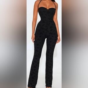 Fashion Nova Black Floral Flare Pants